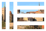 Ausgelassen springende Frau vor dem 24pm Werbeagentur Logo mit einer Farbexplosion in den Firmenfarben